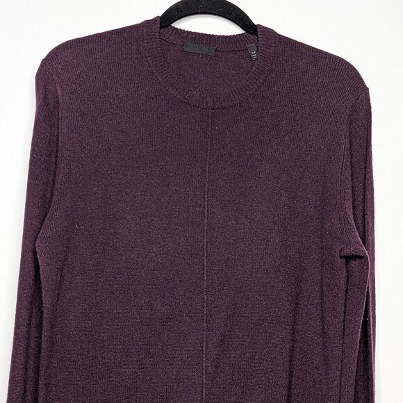 ATM Men's Cashmere Exposed Seam Crew Neck Sweater Purple Jumper - Picture 2 of 6